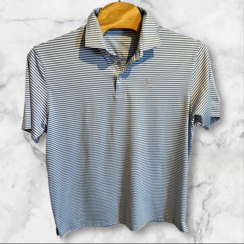 Rhoback Short Sleeve Golf Polo Shirt Mens‎ Size XXL Blue White Striped
